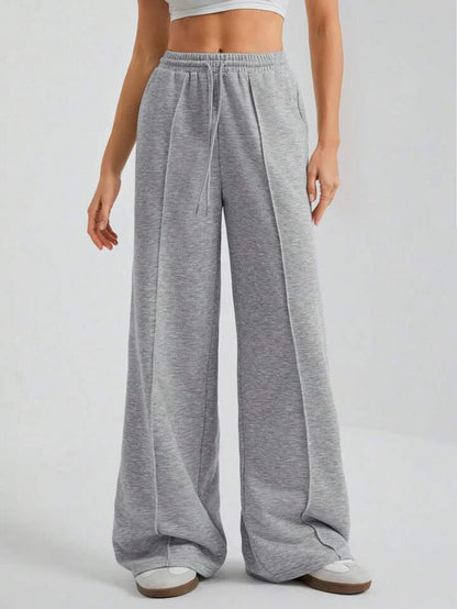High-Waist Seam Front Wide-Leg Lounge Pants