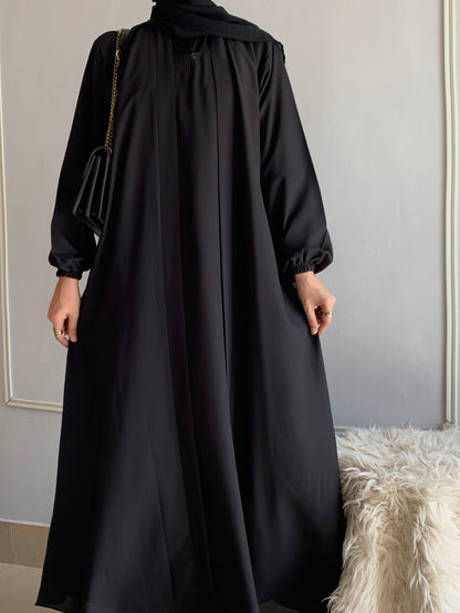 Aira - Kimono Abaya with attached inner - Black