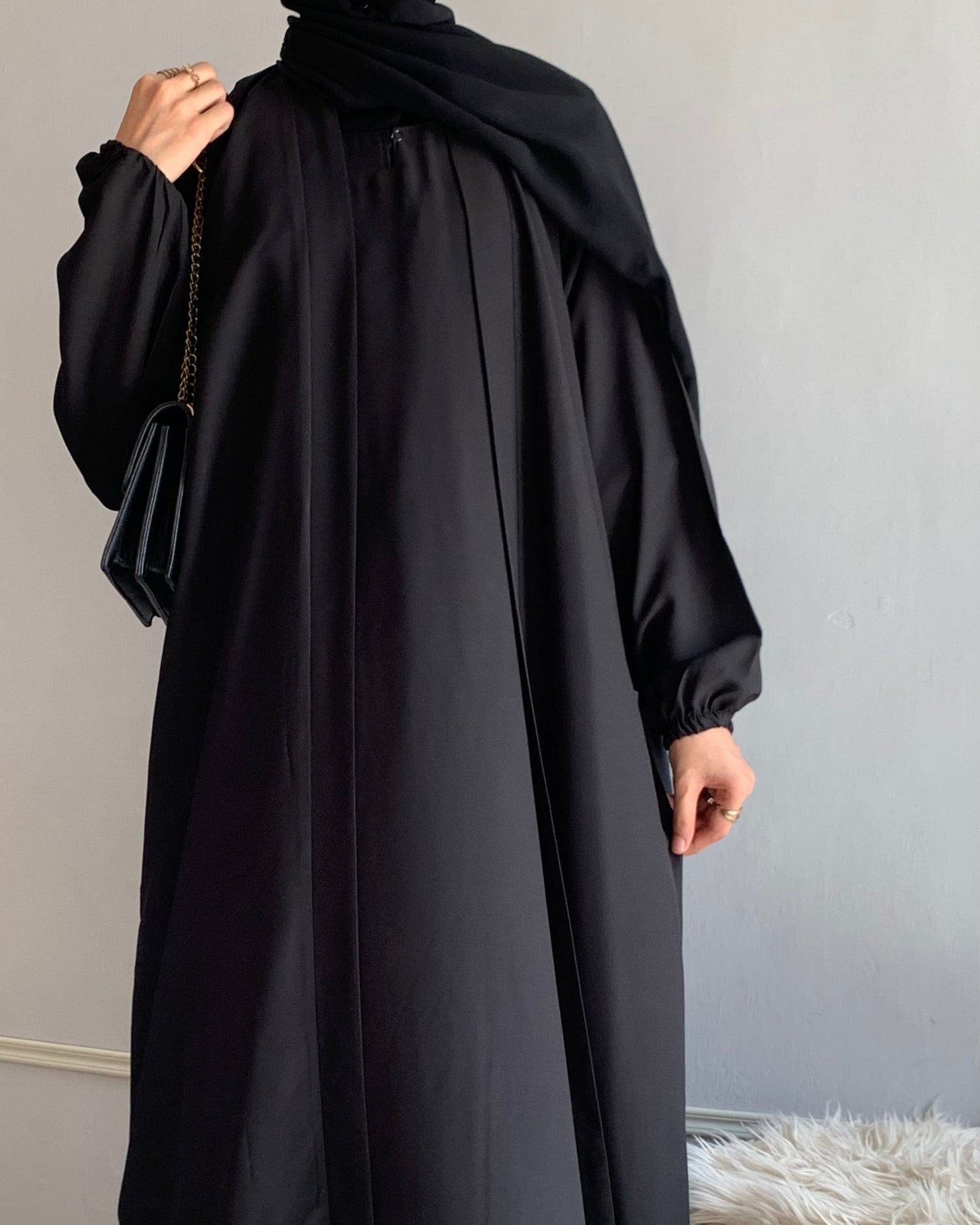 Aira - Kimono Abaya with attached inner - Black