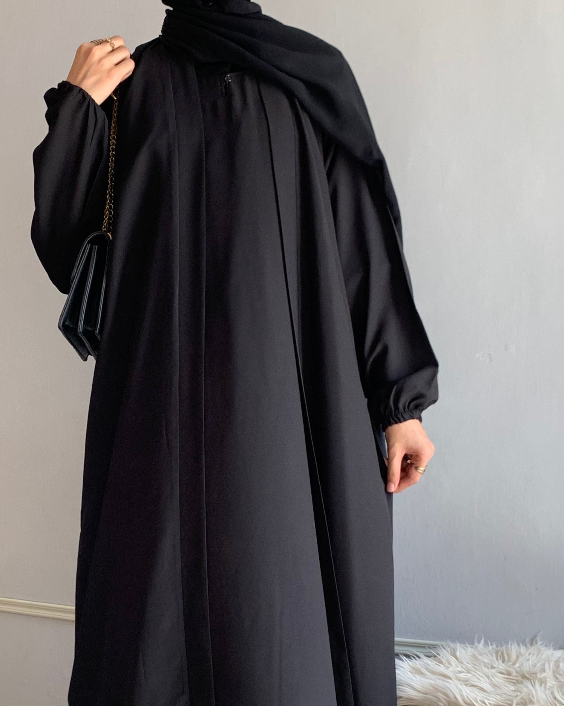 Aira - Kimono Abaya with attached inner - Black