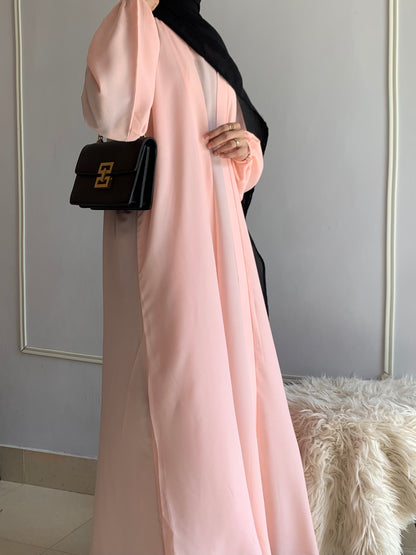 Aira - Kimono Abaya with attached inner - Nude Pink