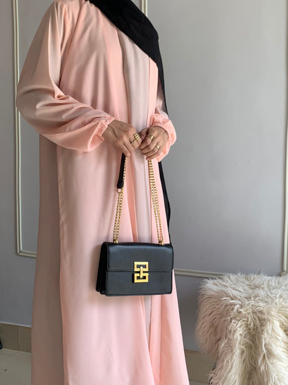 Aira - Kimono Abaya with attached inner - Nude Pink