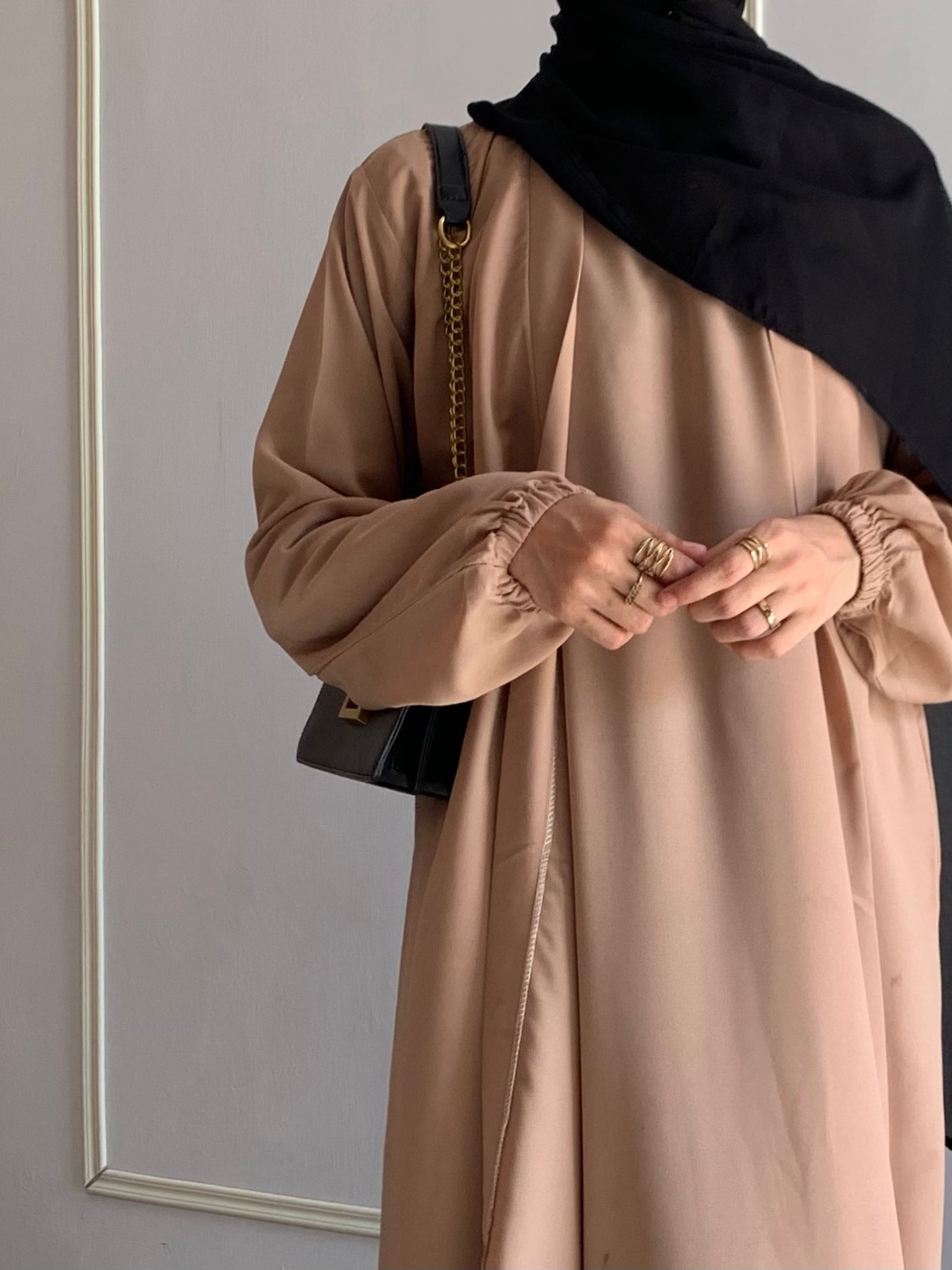 Aira - Kimono Abaya with attached inner - Beige