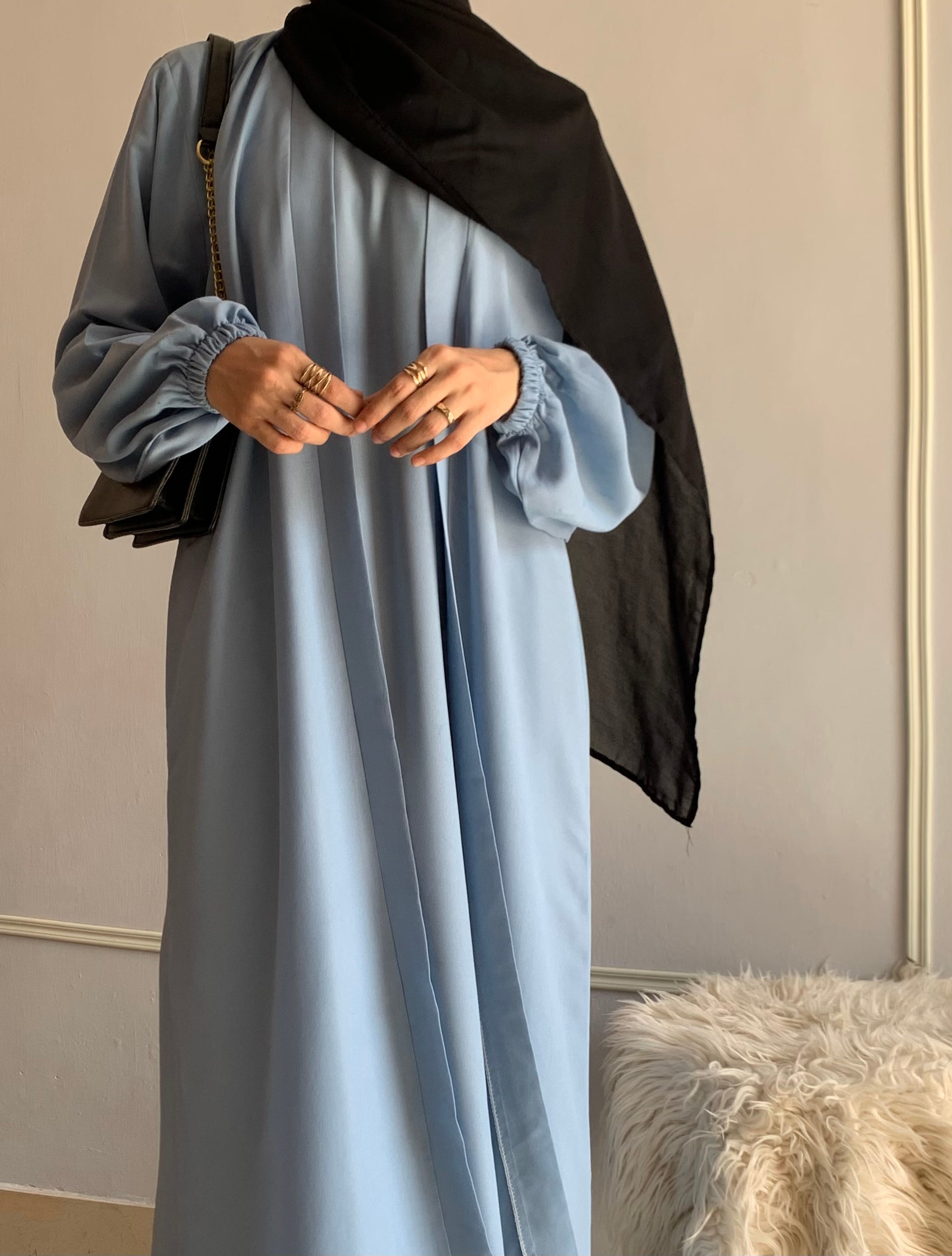 Aira - Kimono Abaya with attached inner - Sky Blue