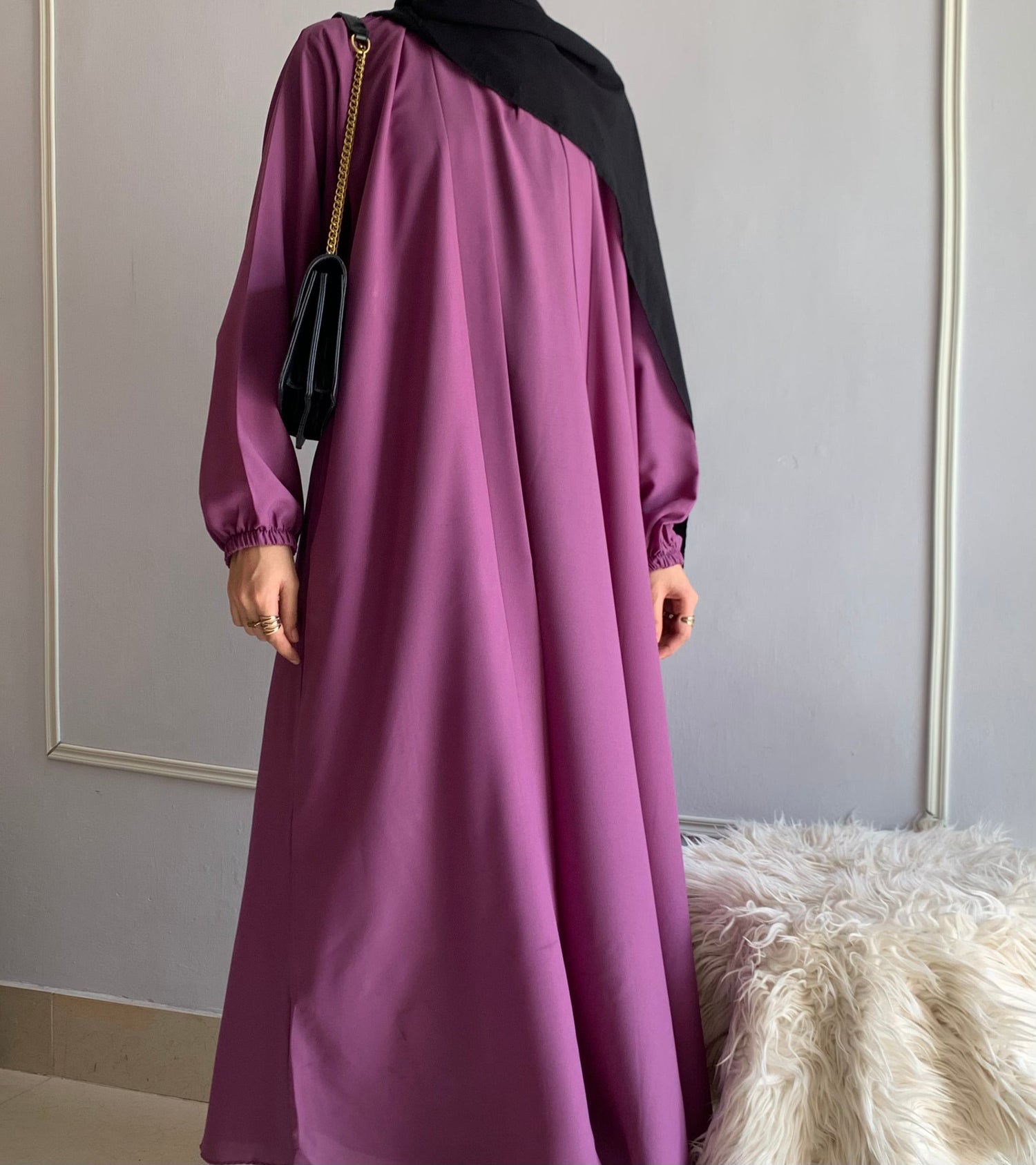 Aira - Kimono Abaya with attached inner - Plum