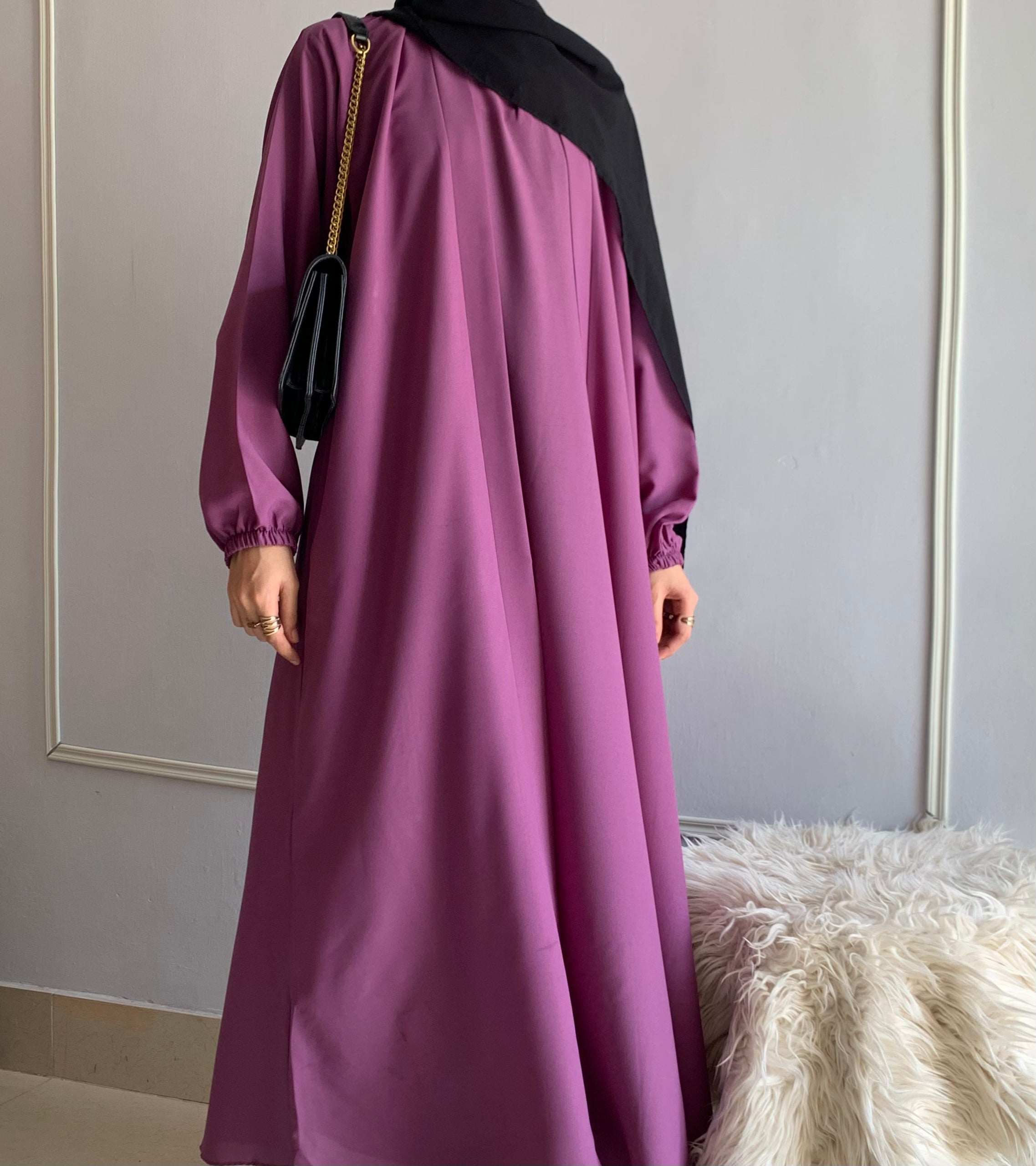 Aira - Kimono Abaya with attached inner - Plum