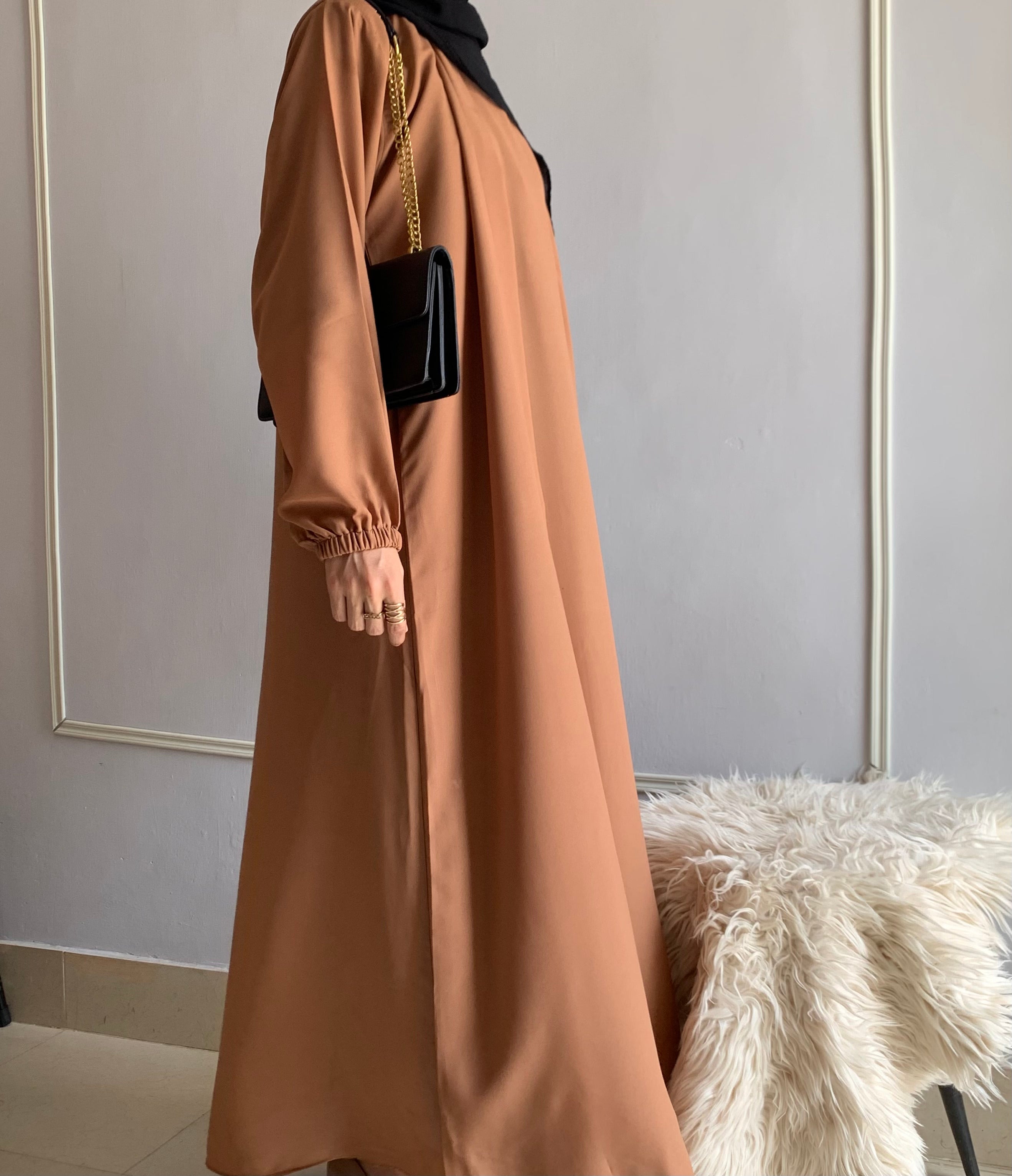 Aira - Kimono Abaya with attached inner - Camel