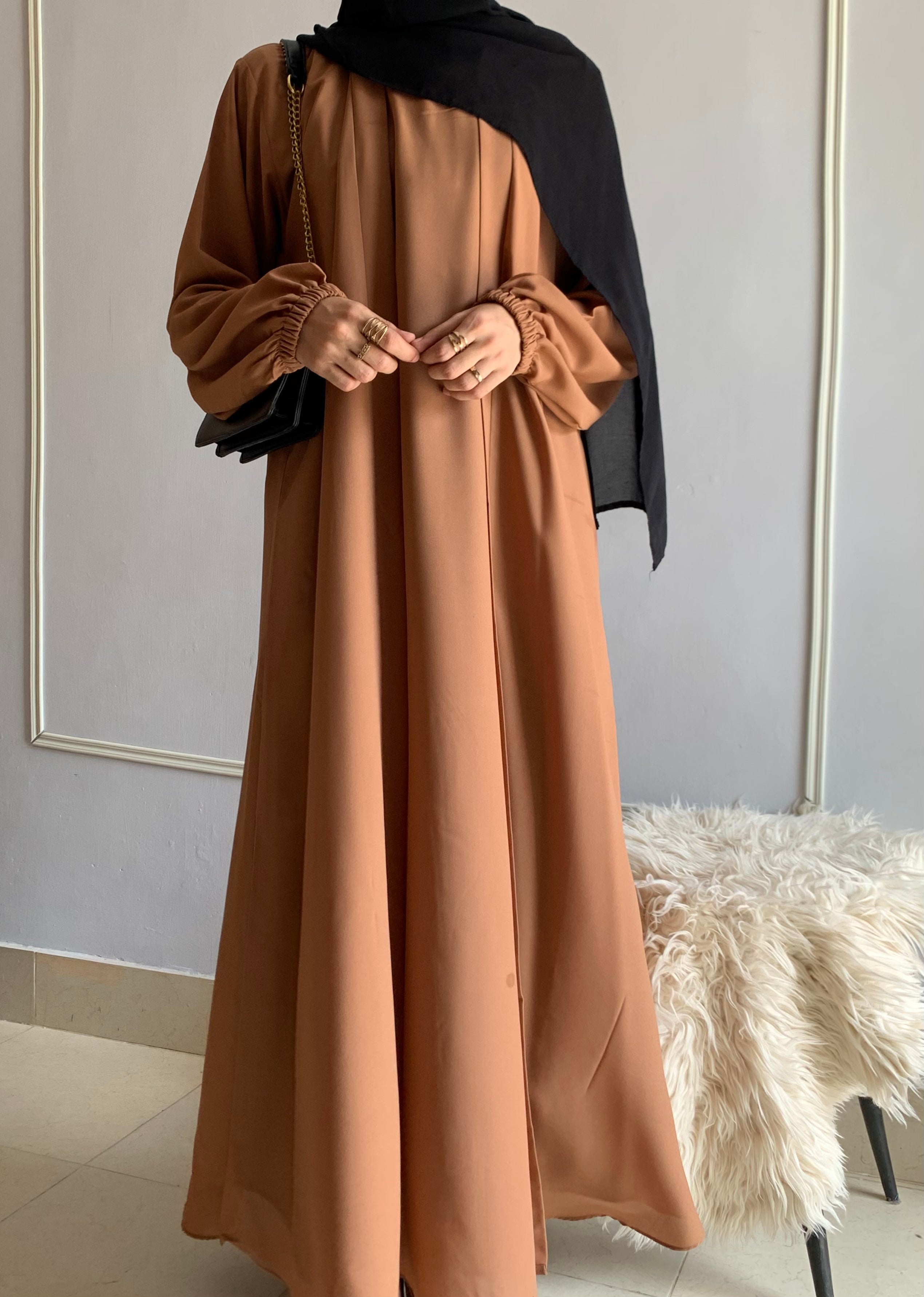Aira - Kimono Abaya with attached inner - Camel