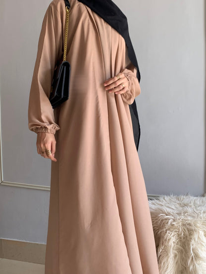 Aira - Kimono Abaya with attached inner - Beige