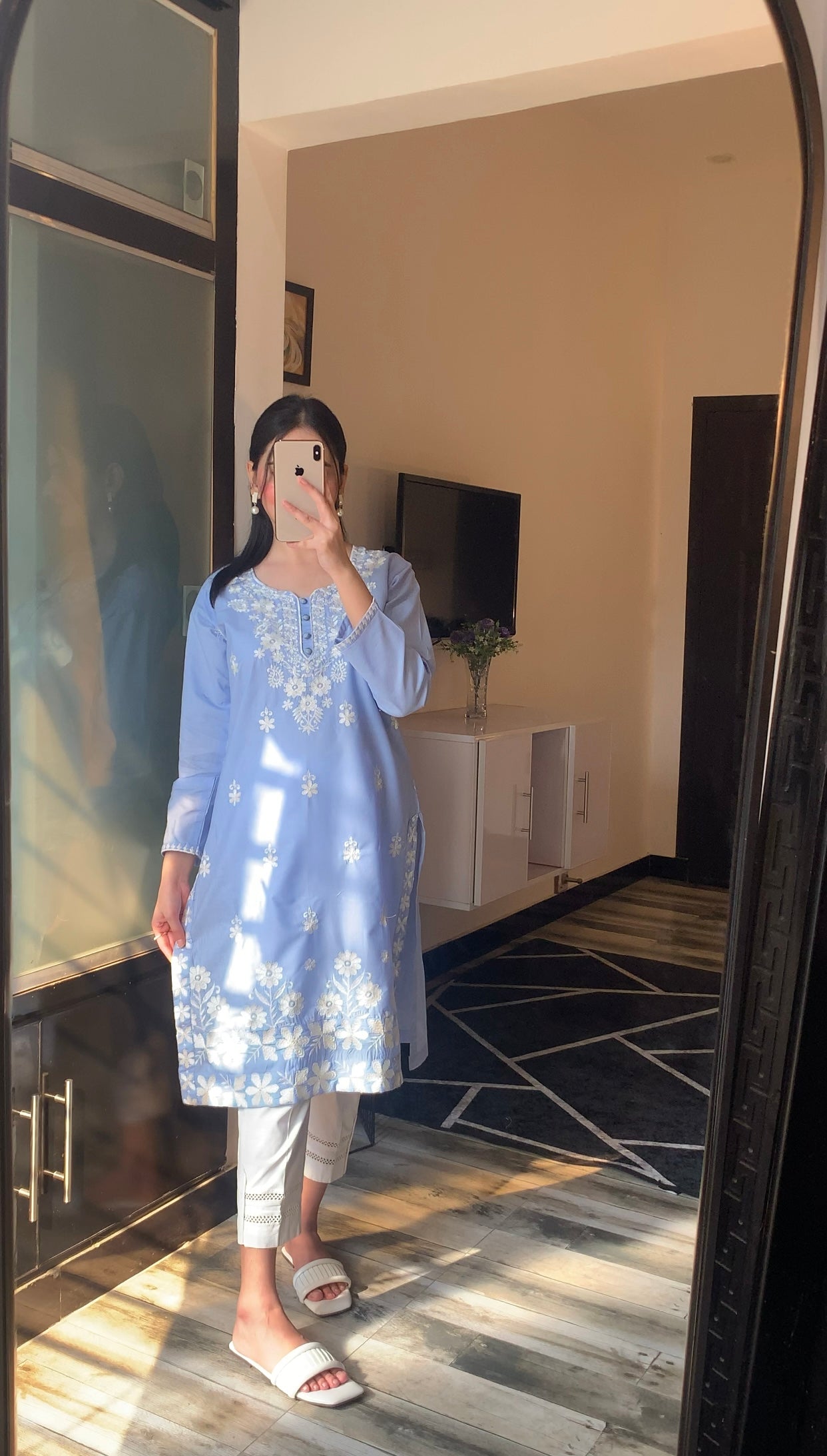 Indian Style Embroidered Kurti - Blue