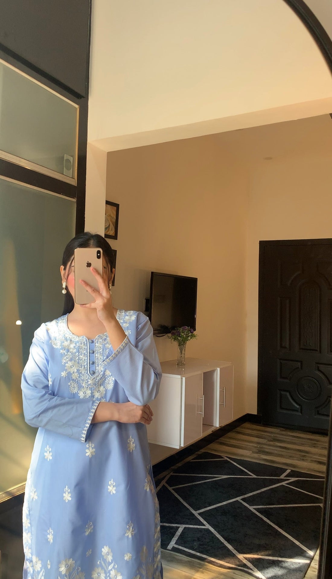 Indian Style Embroidered Kurti - Blue