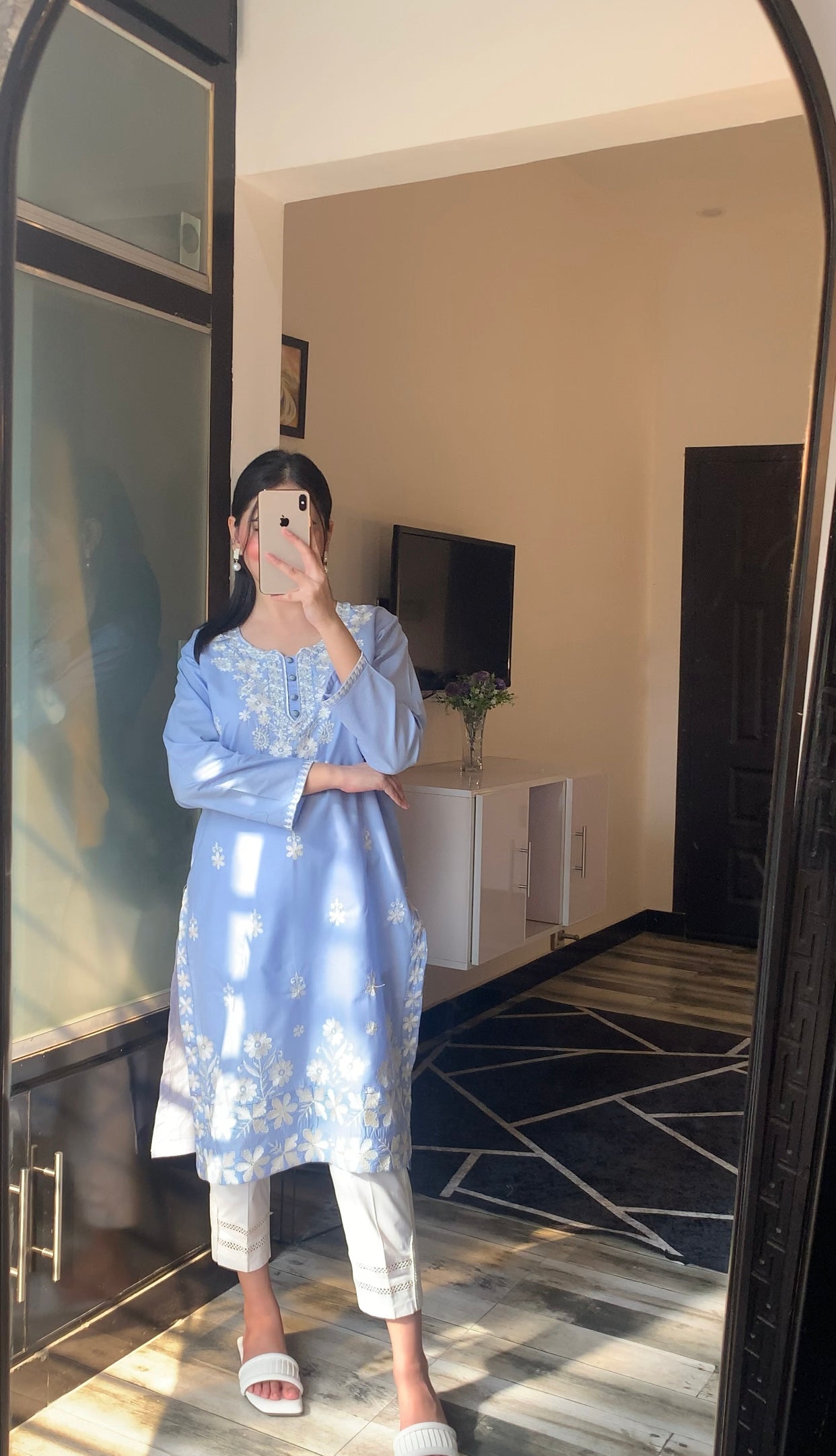 Indian Style Embroidered Kurti - Blue