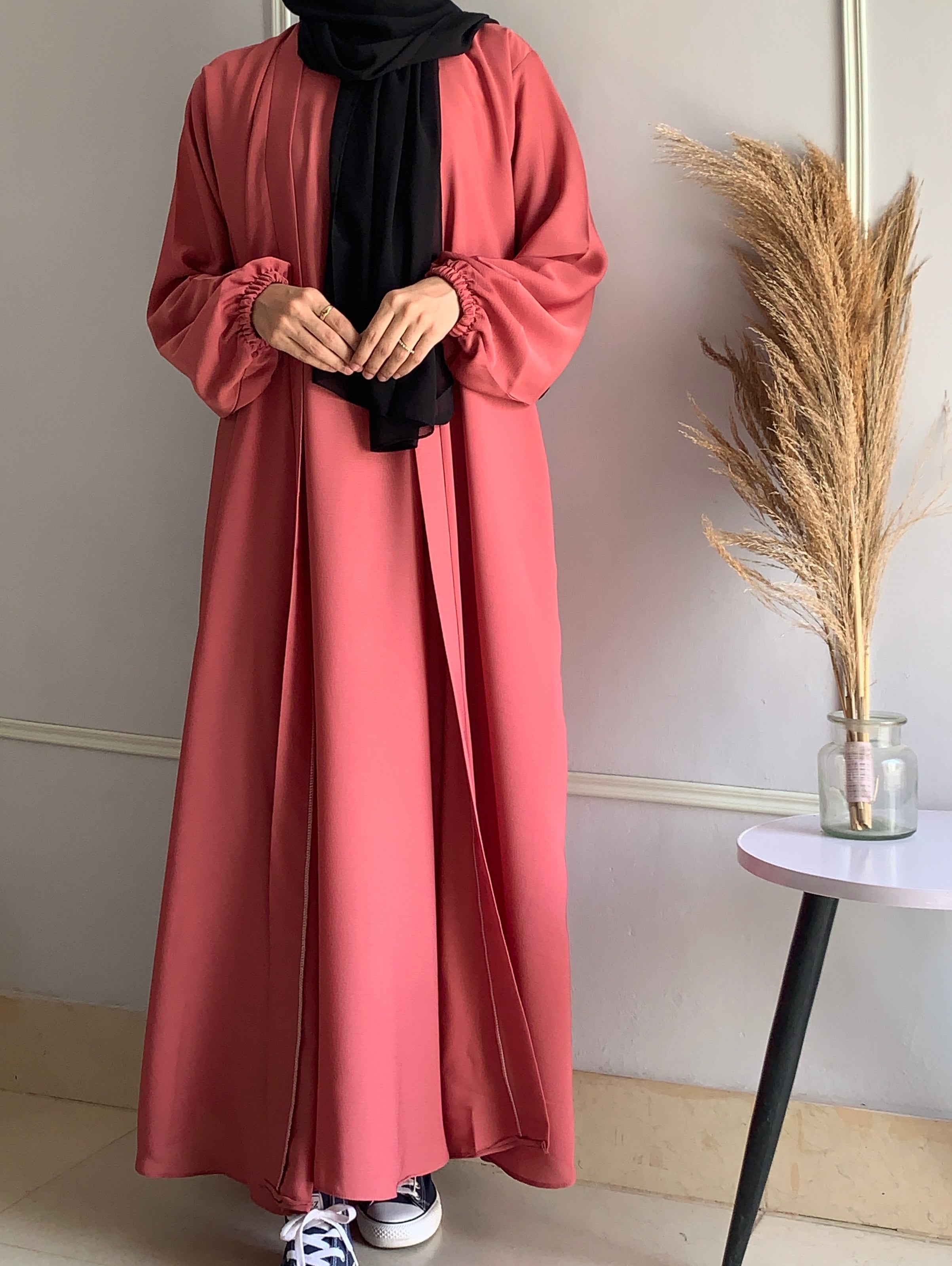 Aira - Kimono Abaya with attached inner - Blush Pink