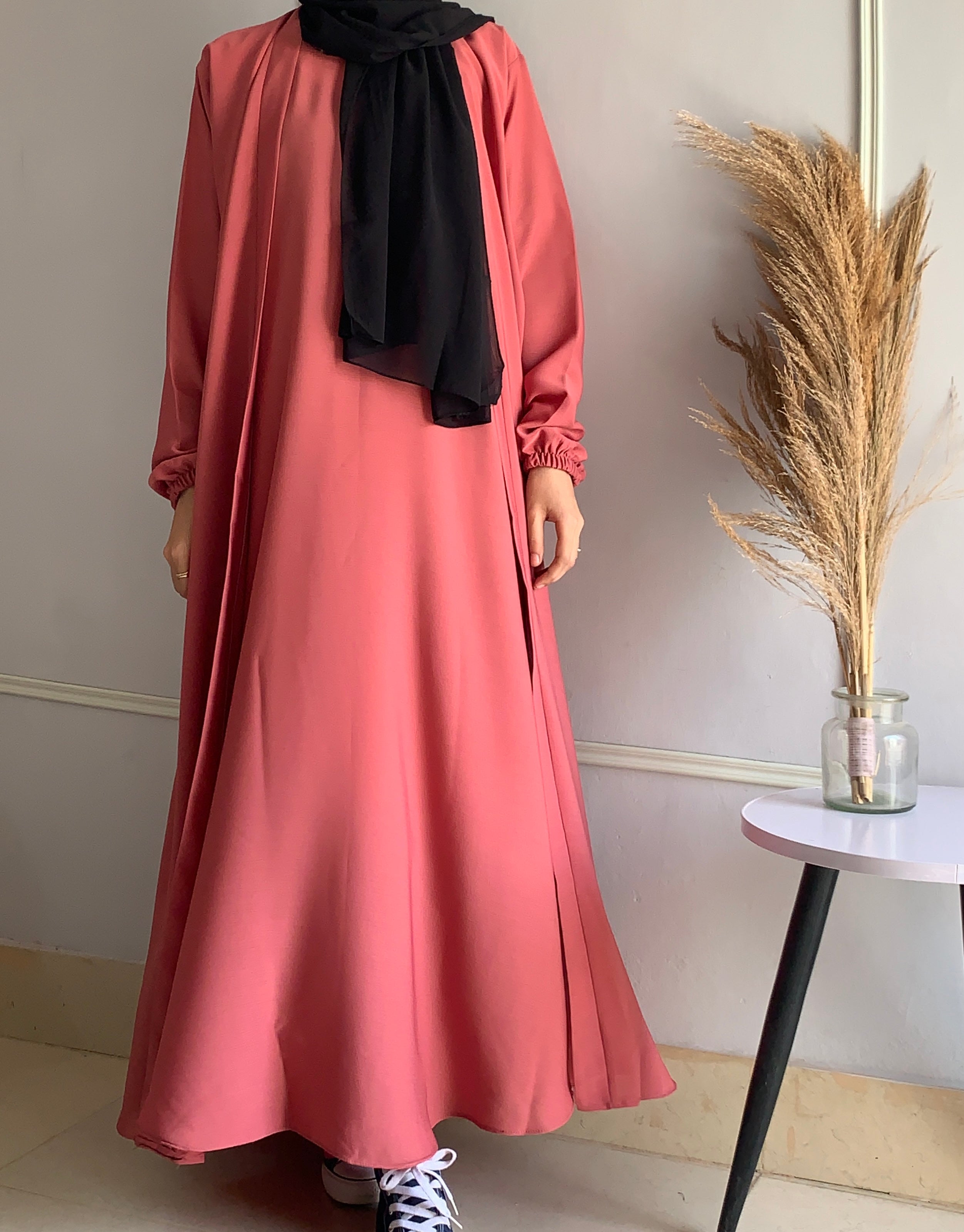 Aira - Kimono Abaya with attached inner - Blush Pink