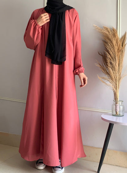 Aira - Kimono Abaya with attached inner - Blush Pink