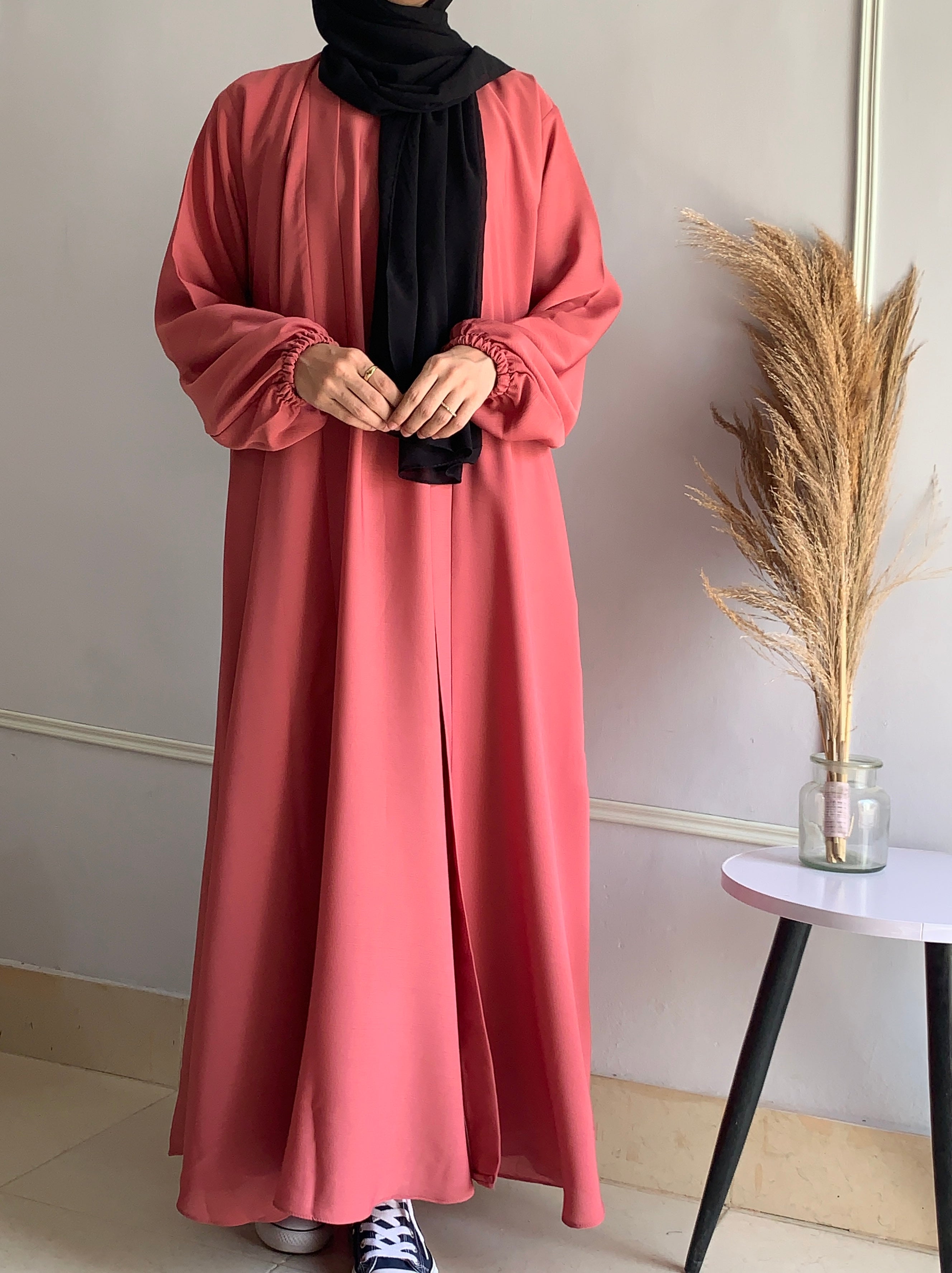 Aira - Kimono Abaya with attached inner - Blush Pink