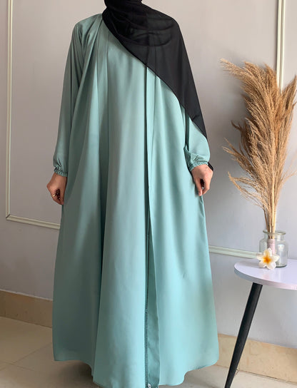 Aira - Kimono Abaya with attached inner - Sage