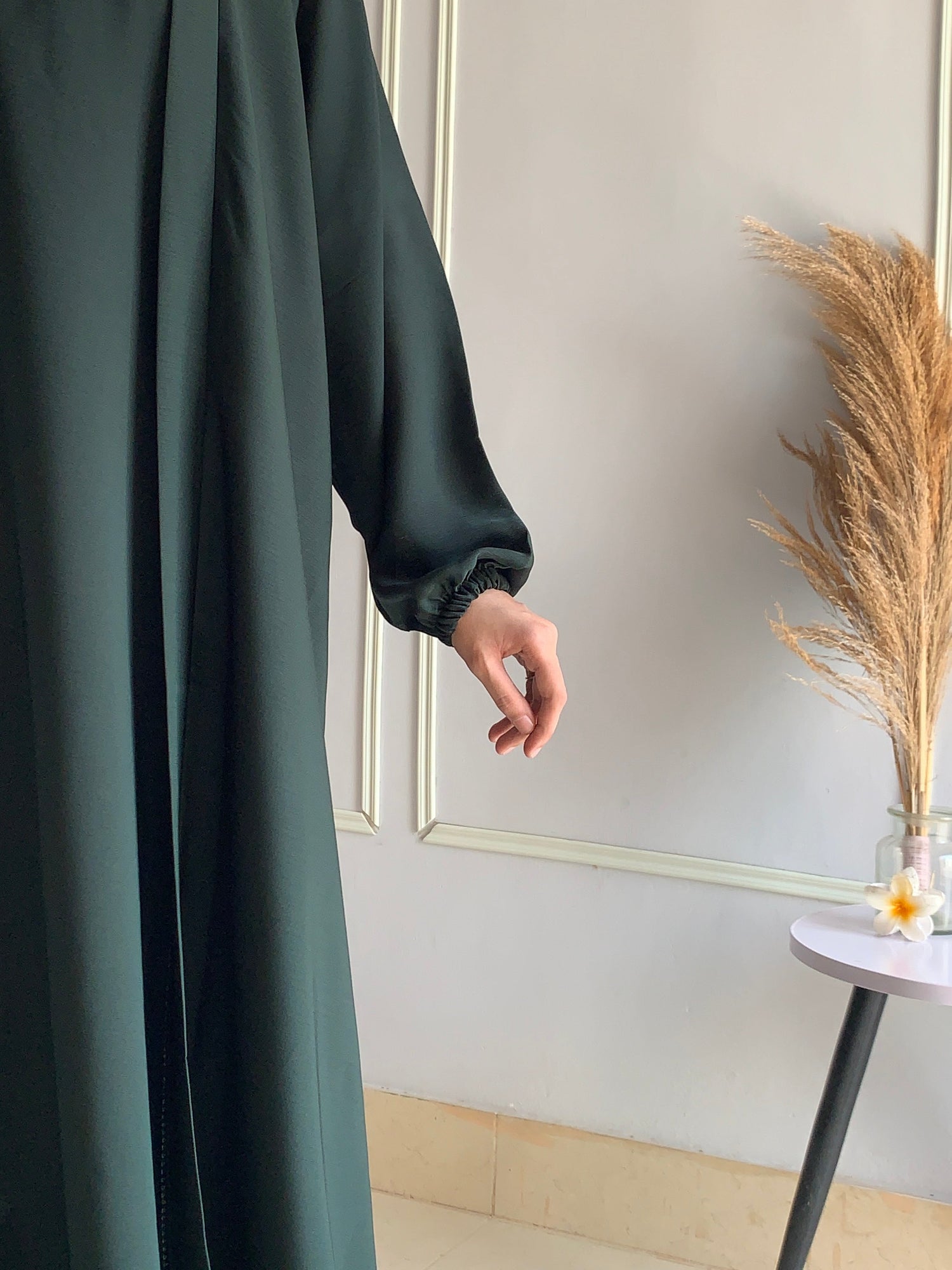 Aira - Kimono Abaya with attached inner - Deep Green