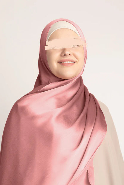 Premium Crinkle Silk Hijab - Pink