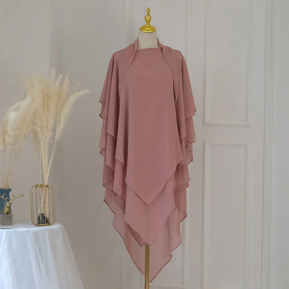 3 Layer Butterfly Khimar + Niqab Set - ROSE