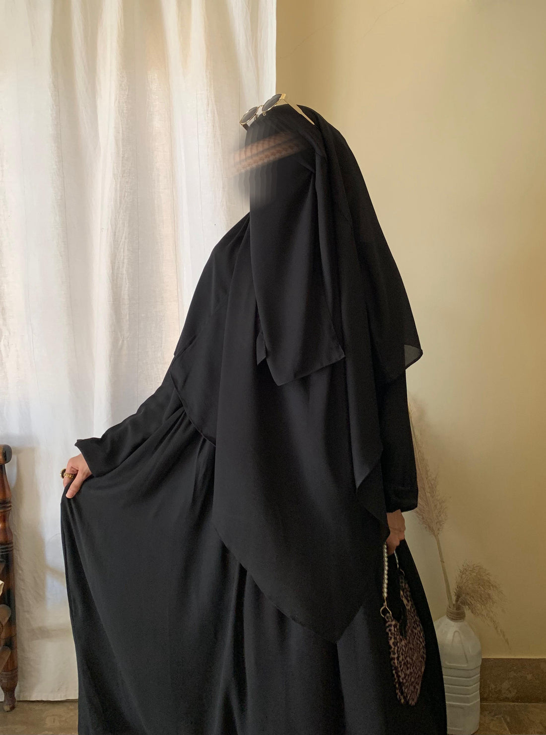 3 Piece Abaya Set (Abaya + Khimar + Niqab) - BLACK
