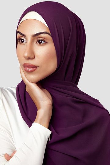 Instant hijab - Hijab + Attached Cap - Dark Purple