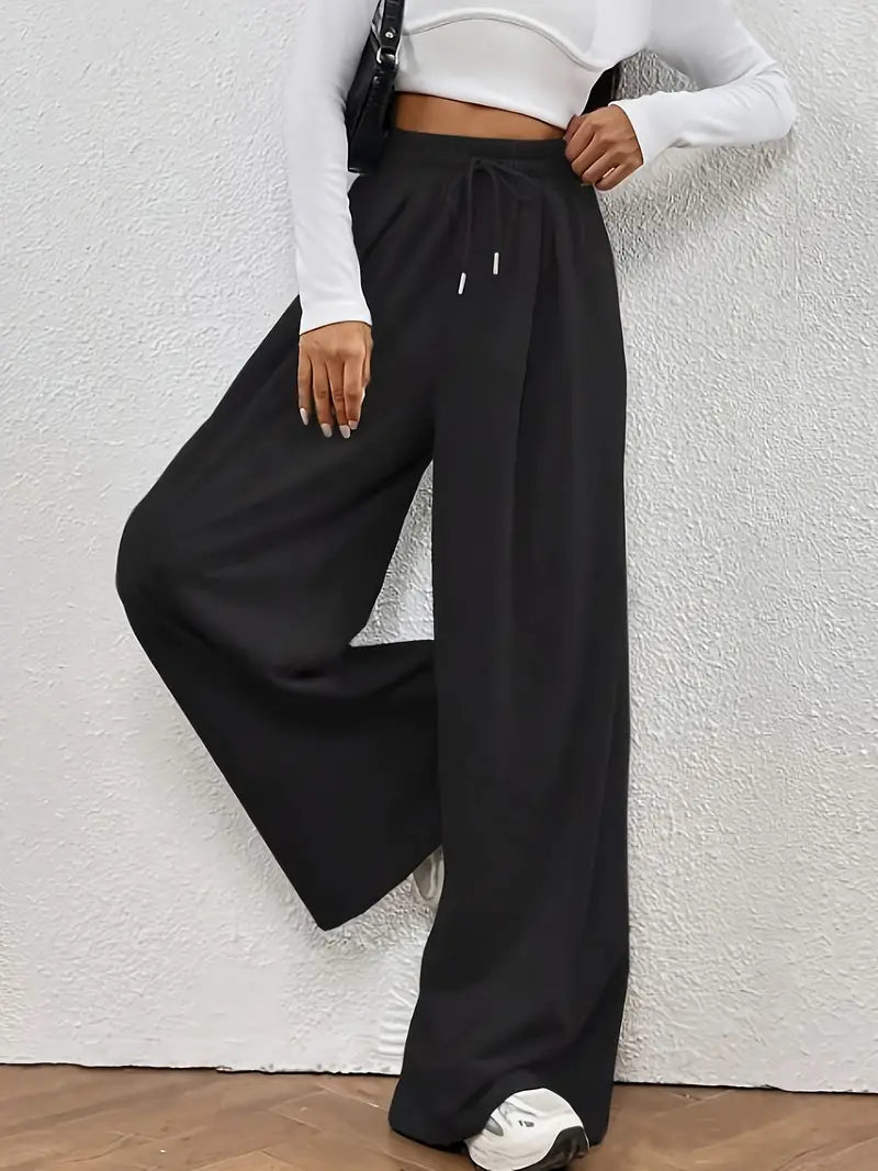 Wide leg loose Fit Trouser - Black