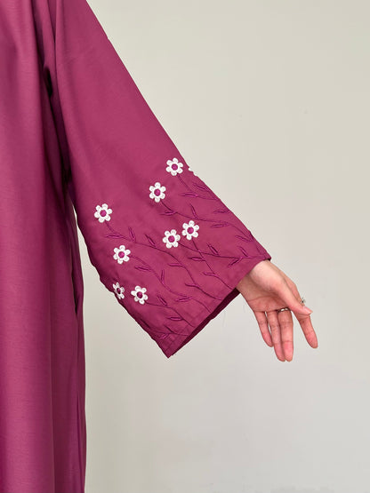 Meadow Mist - Front Open Abaya - Plum