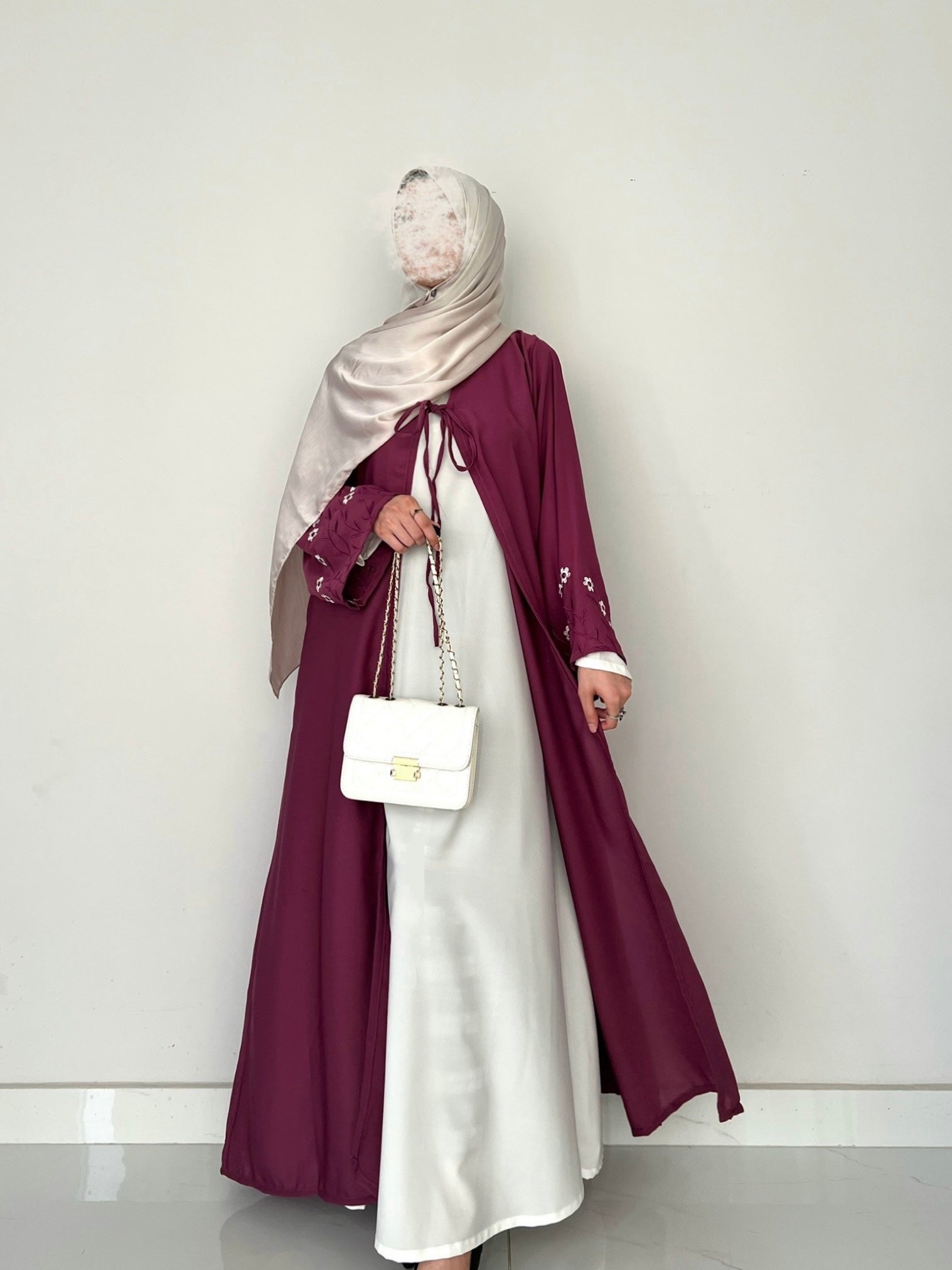 Meadow Mist - Robe Style Abaya - Plum