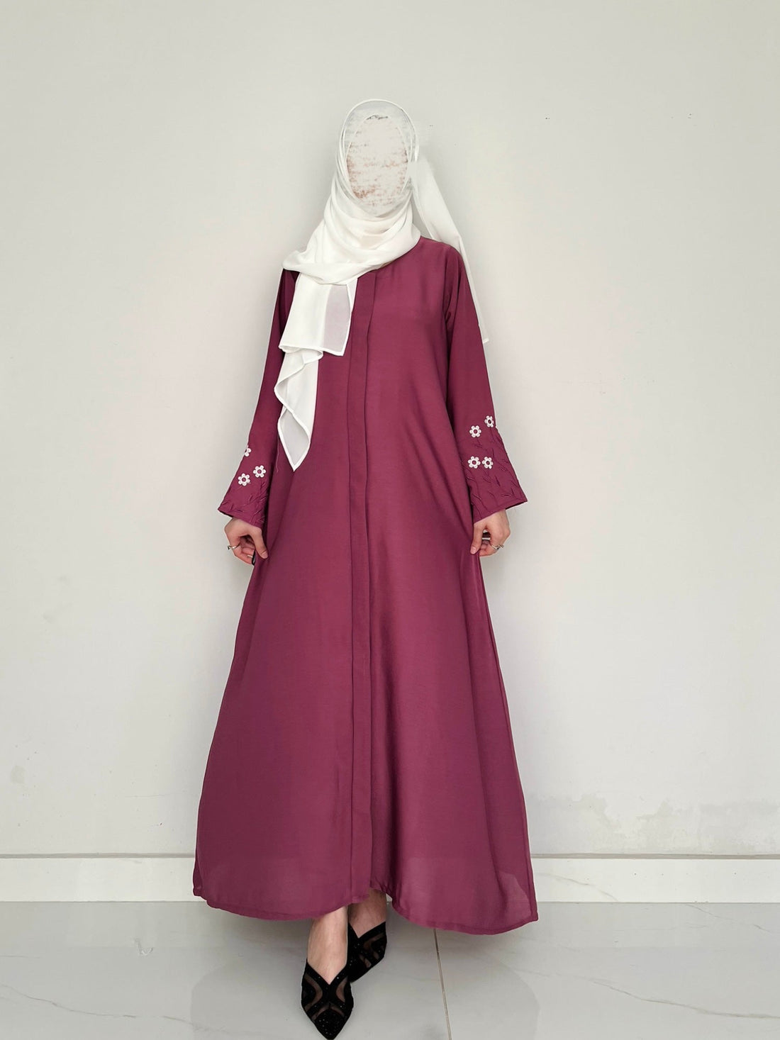 Meadow Mist - Front Open Abaya - Plum