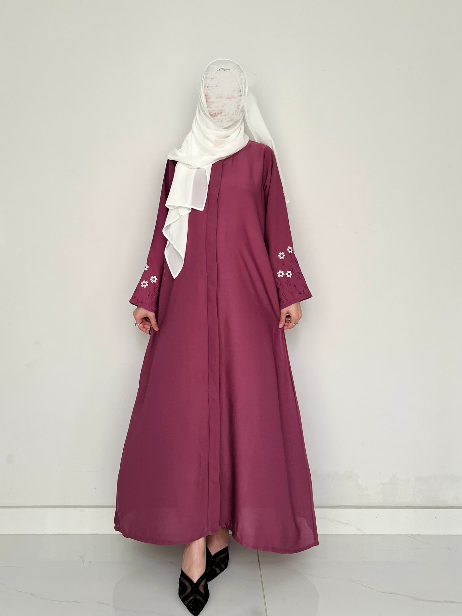 Meadow Mist - Front Open Abaya - Plum