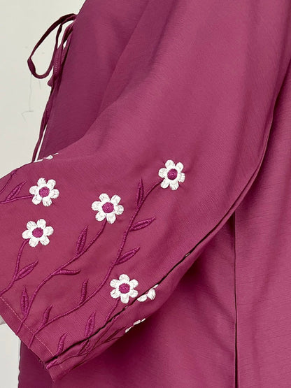 Meadow Mist - Robe Style Abaya - Plum