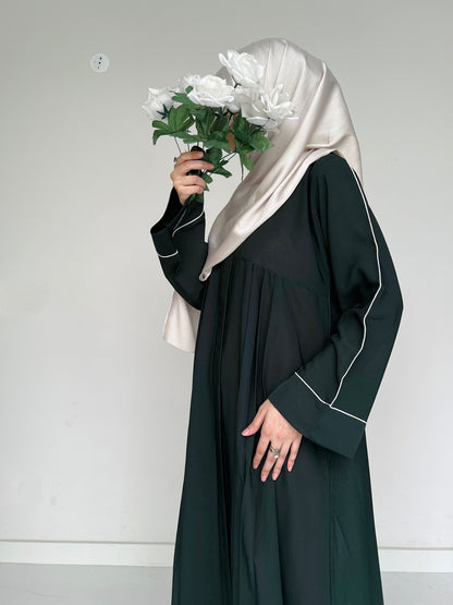 Sable Deep Green - Front Pleated Abaya