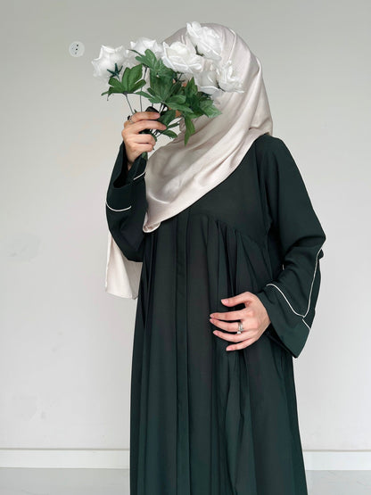 Sable Deep Green - Front Pleated Abaya