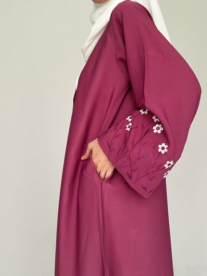 Meadow Mist - Front Open Abaya - Plum