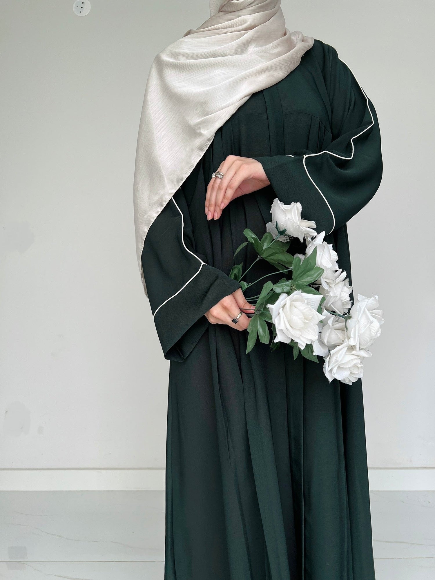 Sable Deep Green - Front Pleated Abaya