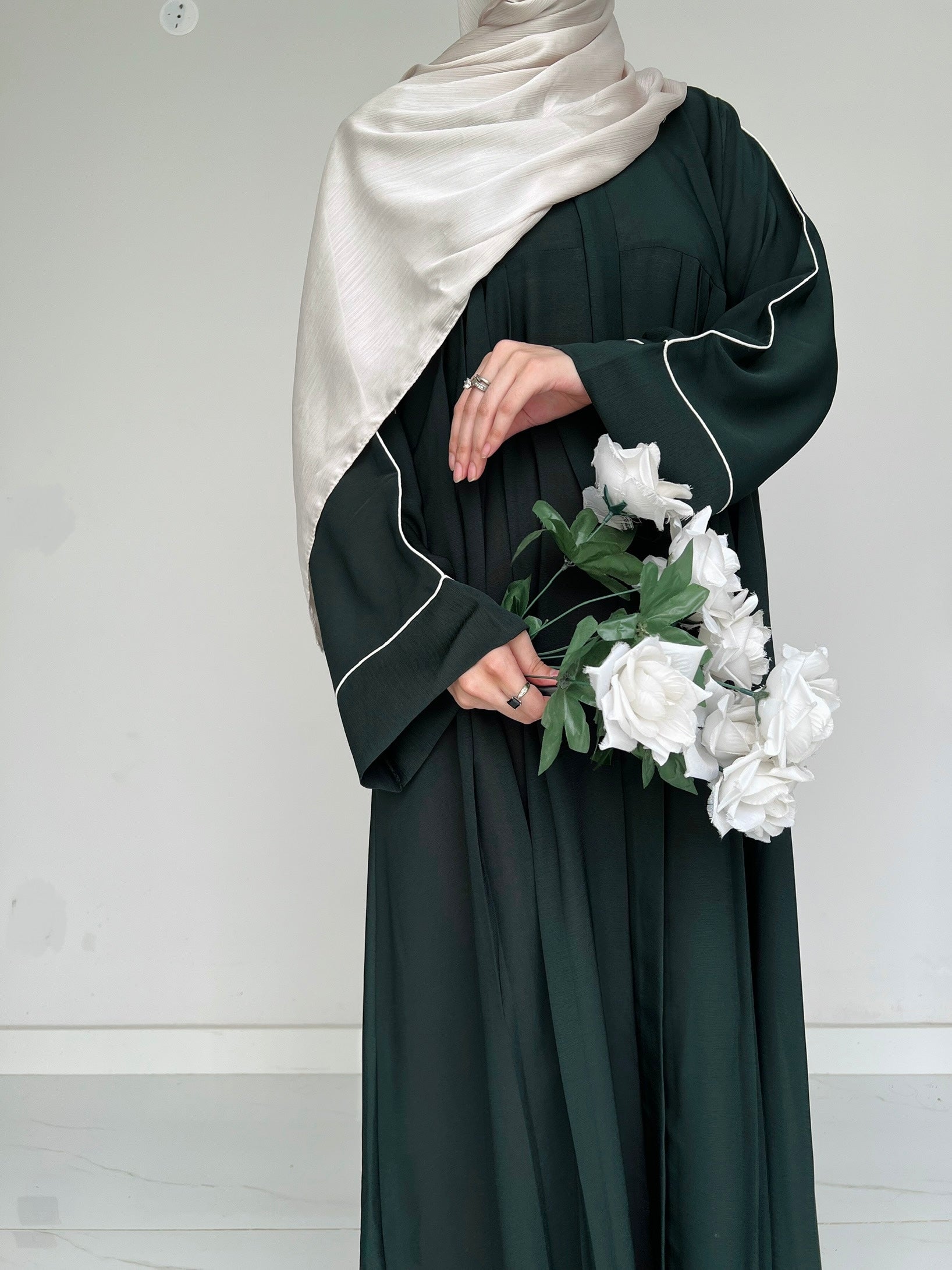 Sable Deep Green - Front Pleated Abaya