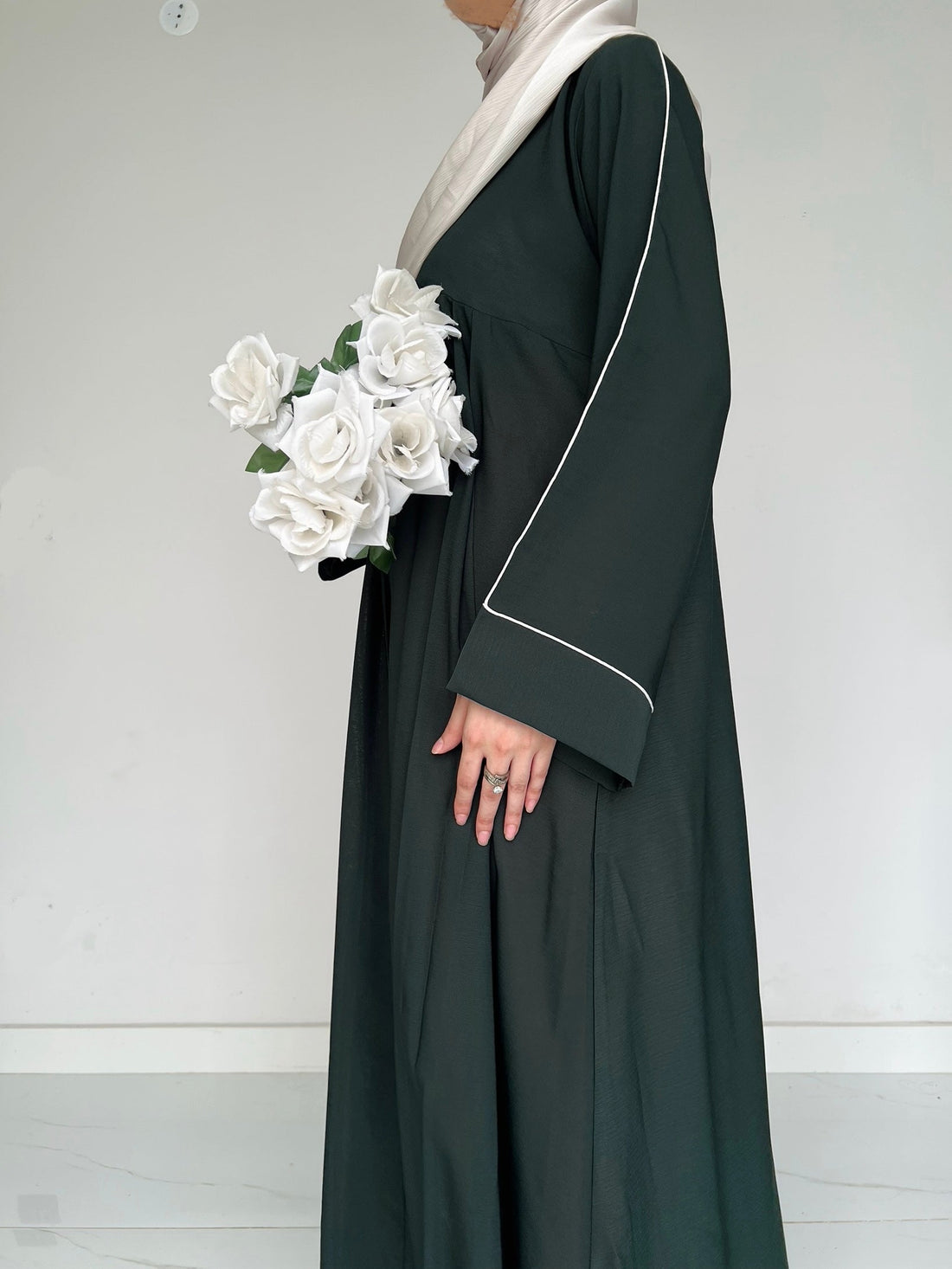 Sable Deep Green - Front Pleated Abaya