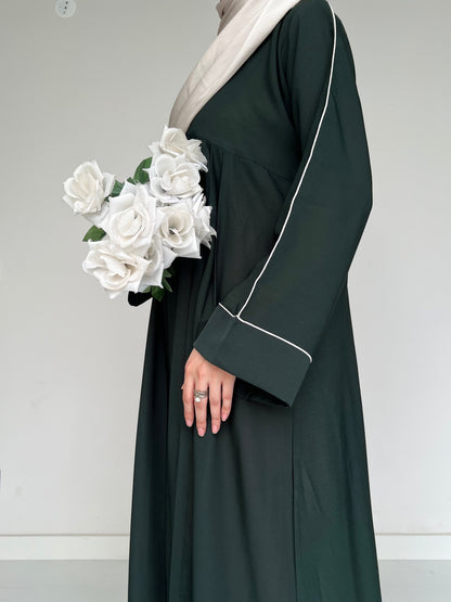 Sable Deep Green - Front Pleated Abaya