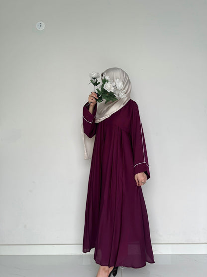 Sable Deep Purple - Front Pleated Abaya