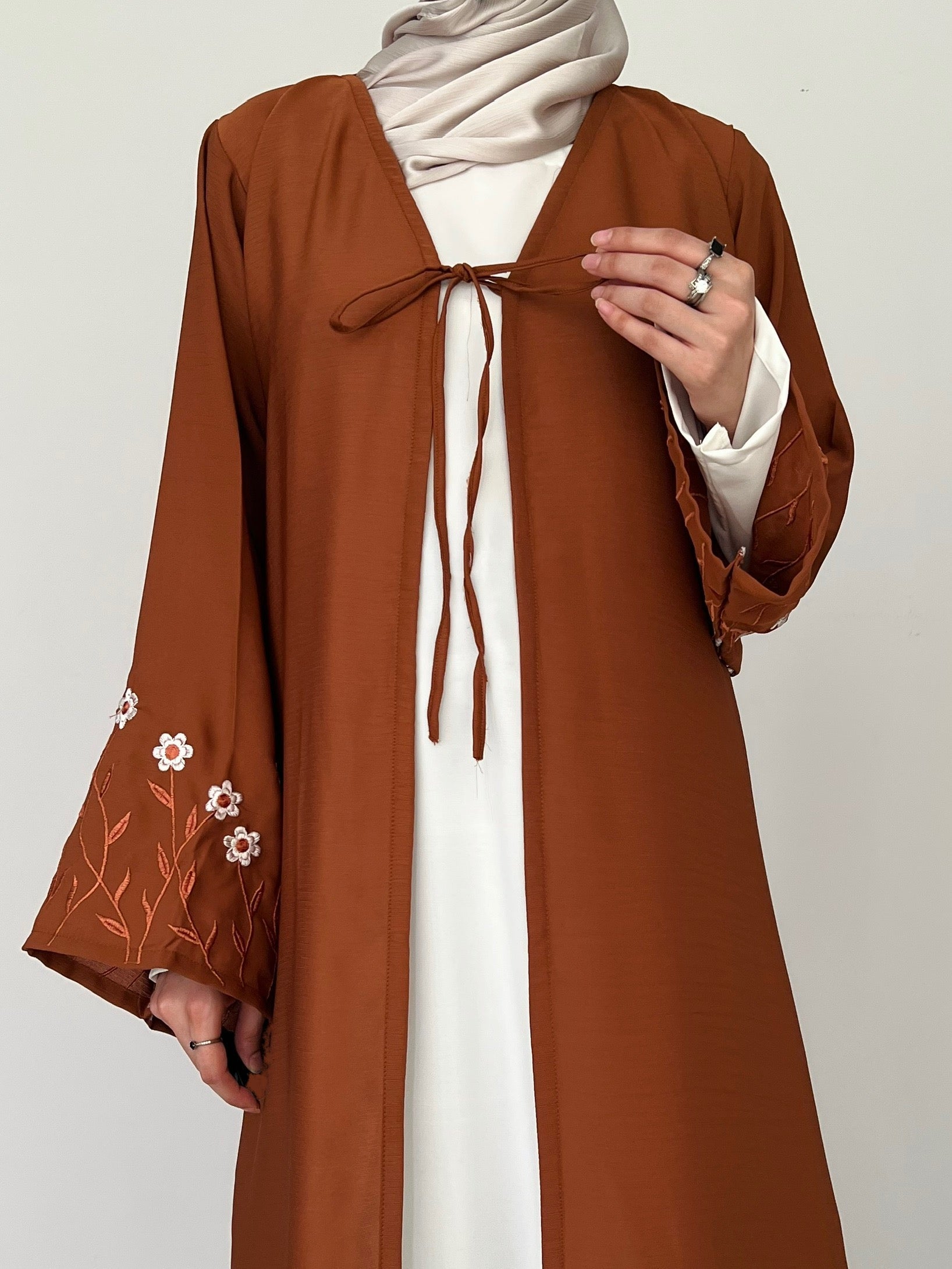 Meadow Mist - Robe Style Abaya - Tan