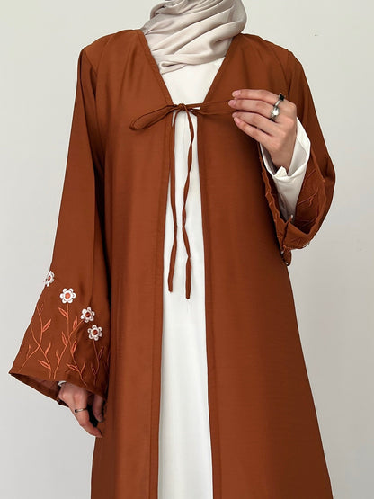 Meadow Mist - Robe Style Abaya - Tan