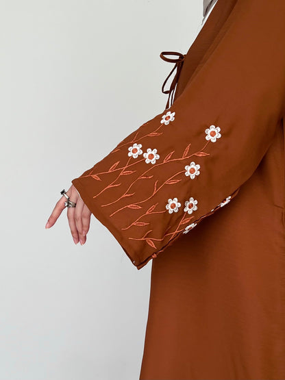 Meadow Mist - Robe Style Abaya - Tan