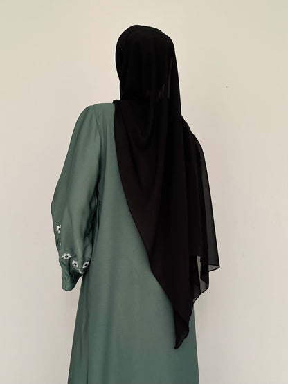 Meadow Mist - Front Open Abaya - Emerald