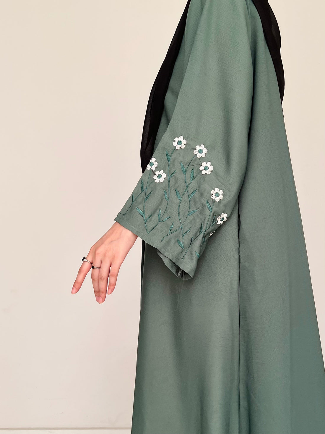 Meadow Mist - Front Open Abaya - Emerald