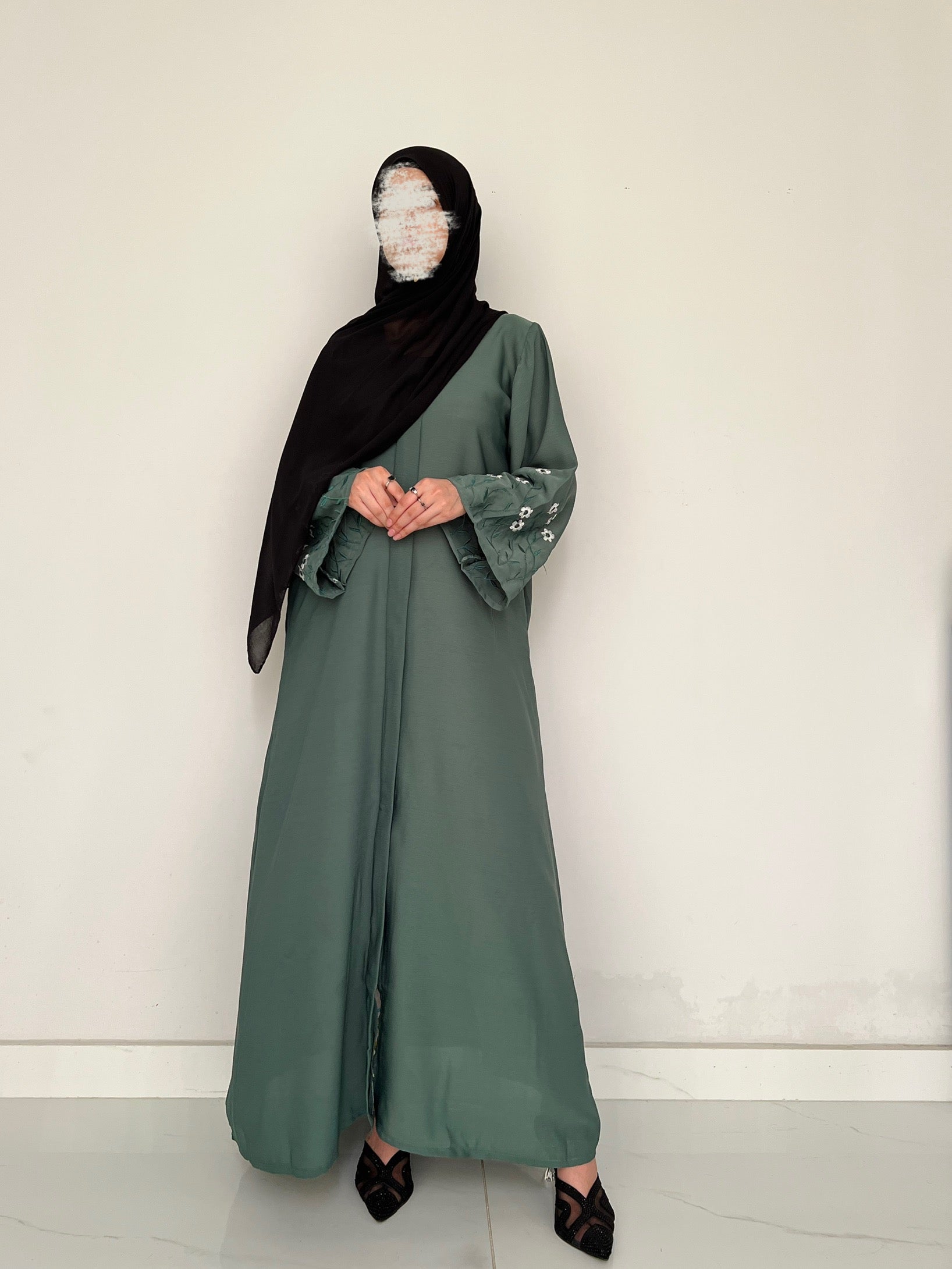 Meadow Mist - Front Open Abaya - Emerald