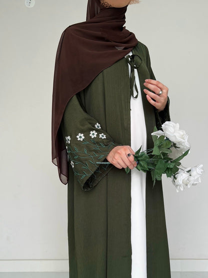 Meadow Mist - Robe Style Abaya - Olive
