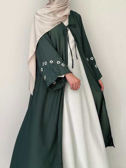 Meadow Mist - Robe Style Abaya - Emerald
