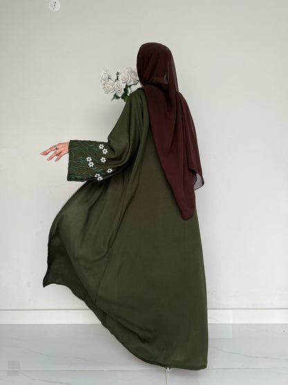 Meadow Mist - Robe Style Abaya - Olive