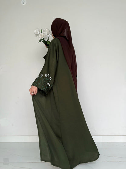 Meadow Mist - Robe Style Abaya - Olive